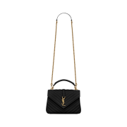 Saint Laurent College Medium Chain Bag in Quilted Leather Black