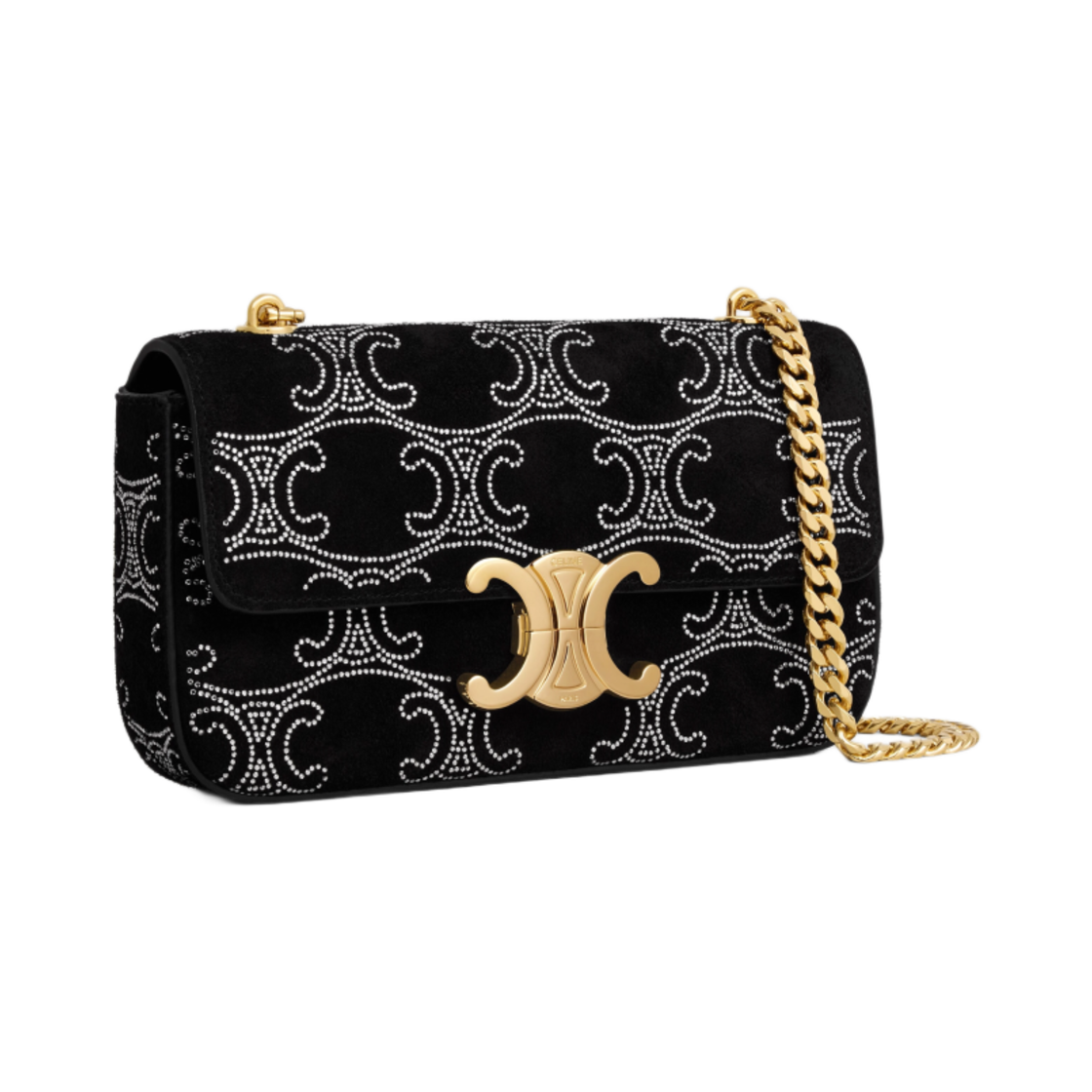 셀린느 체인 숄더백 클로드 스웨이드 카프스킨 트리옹프 스트라스 블랙(Celine Chain Shoulder Bag Claude in Suede Calfskin with Triomphe Strass Black) - 2