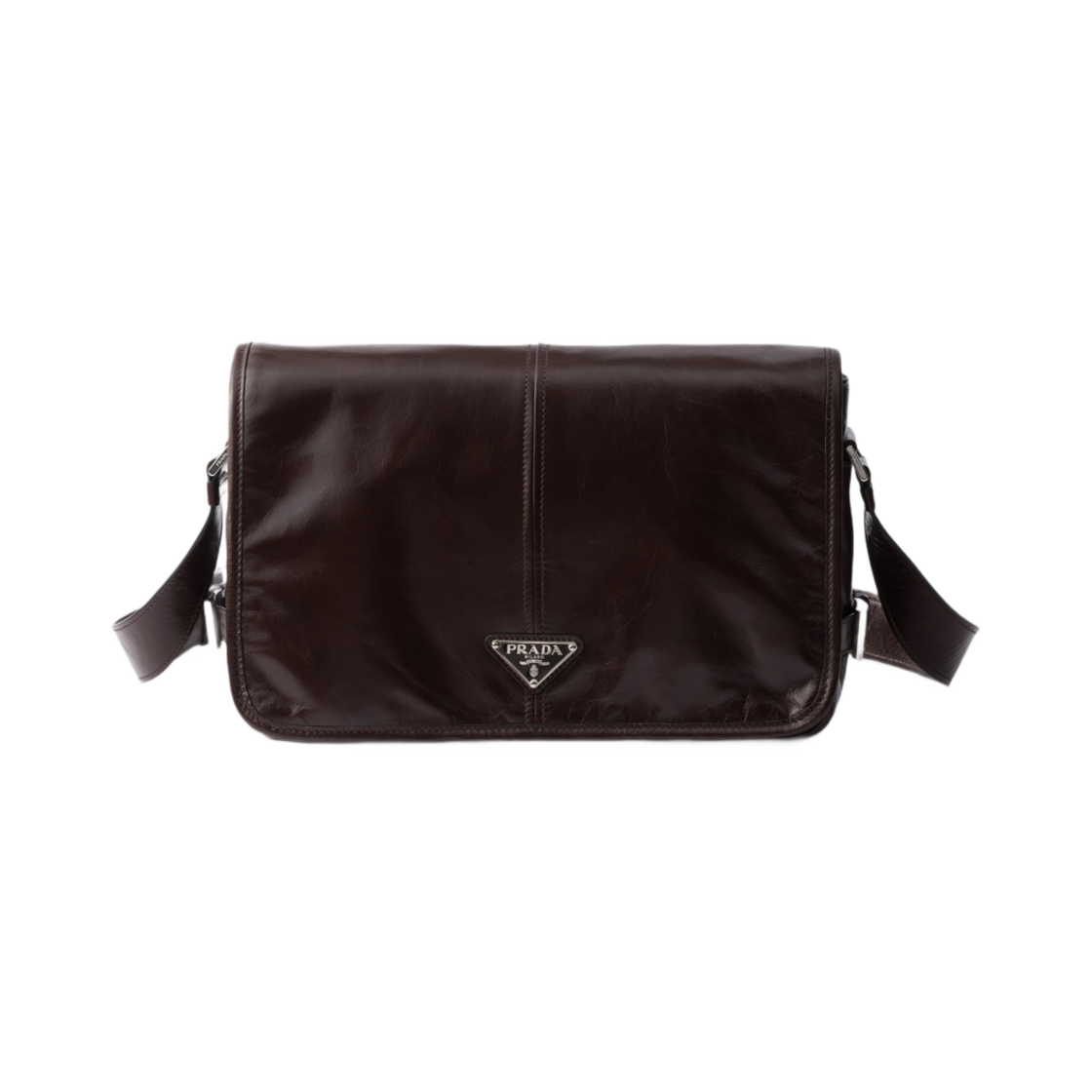 2VD073-2CYR-F01D6 Prada Leather Shoulder Bag Dark Brown