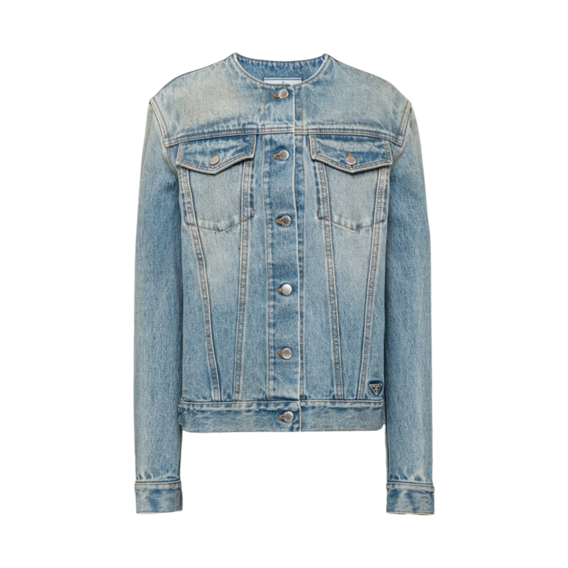 (W) 프라다 데님 블루종 자켓 라이트 블루((W) Prada Denim Blouson Jacket Light Blue) - 1
