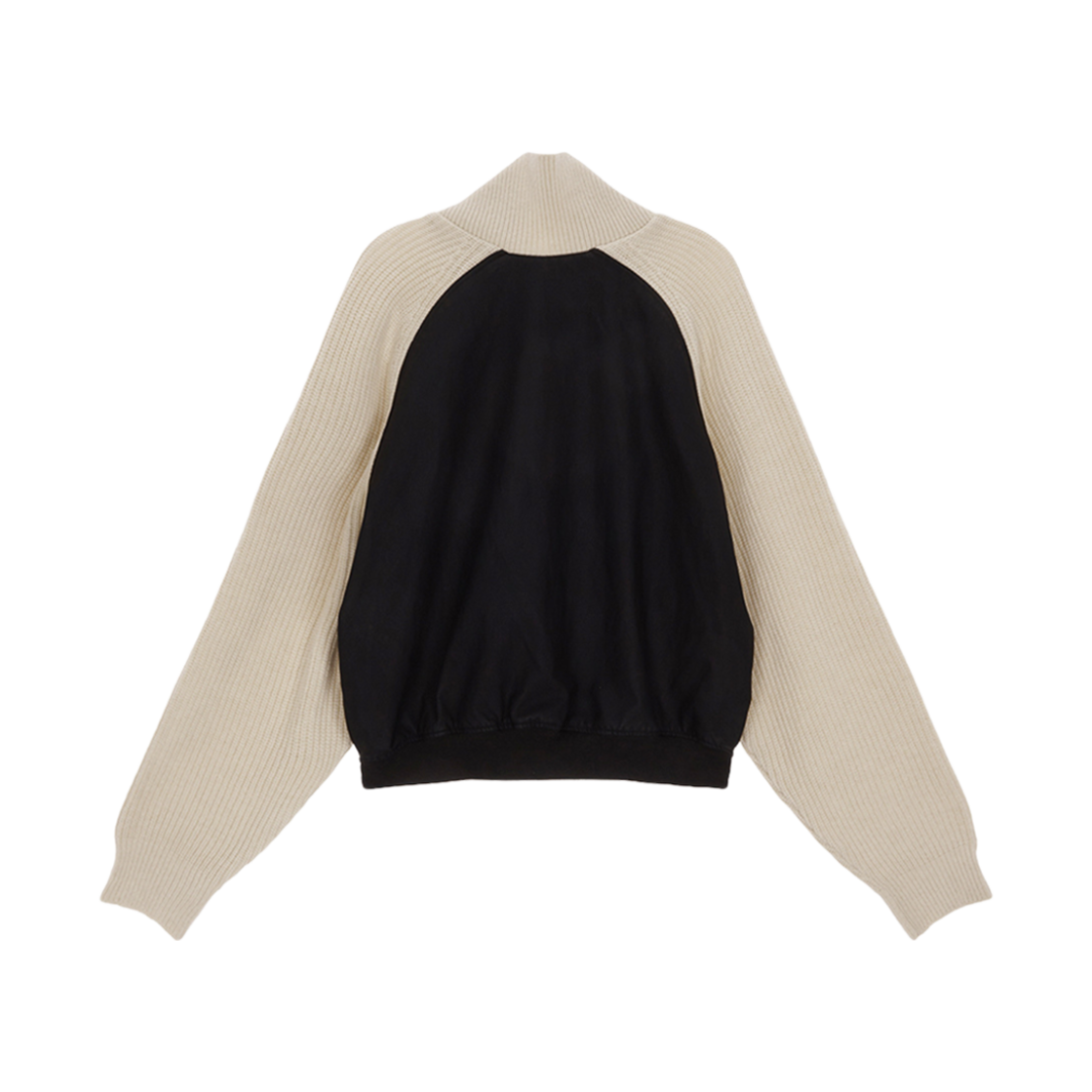 (W) 마뗑킴 니트 믹스드 레더 점퍼 블랙((W) Matin Kim Knit Mixed Leather Jumper Black) - 2