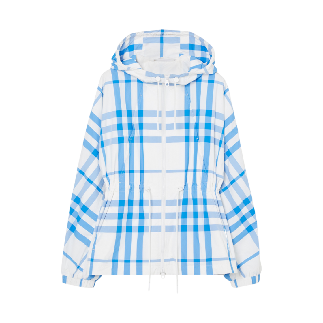 (W) 버버리 체크 나일론 후드 자켓 옵틱 화이트((W) Burberry Check Nylon Hooded Jacket Optic White) - 1