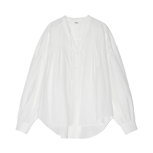 BESUBL001WH Enor Women Volume Slihouette Thin Blouse White