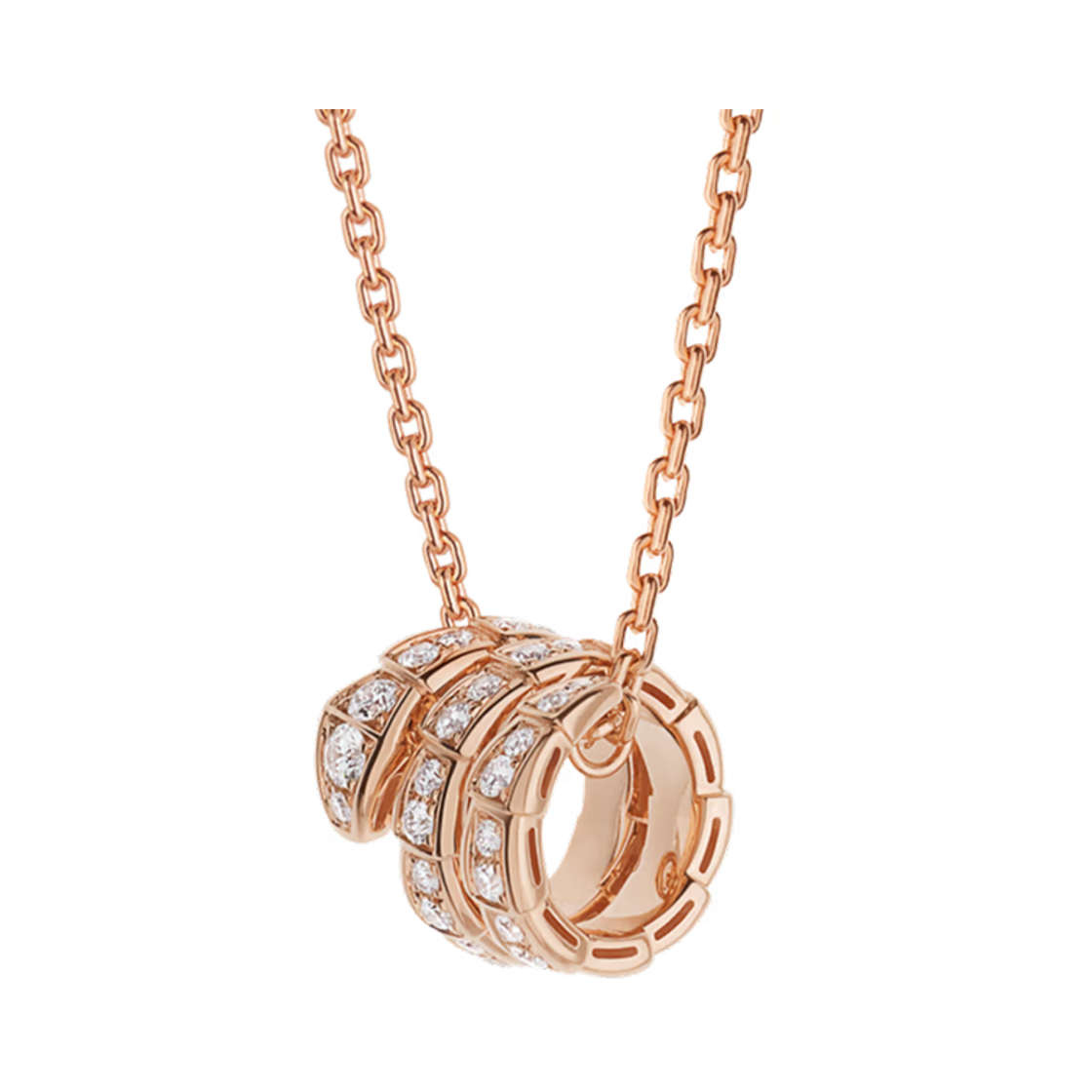 357795 Bulgari Serpenti Viper Necklace Rose Gold Diamonds