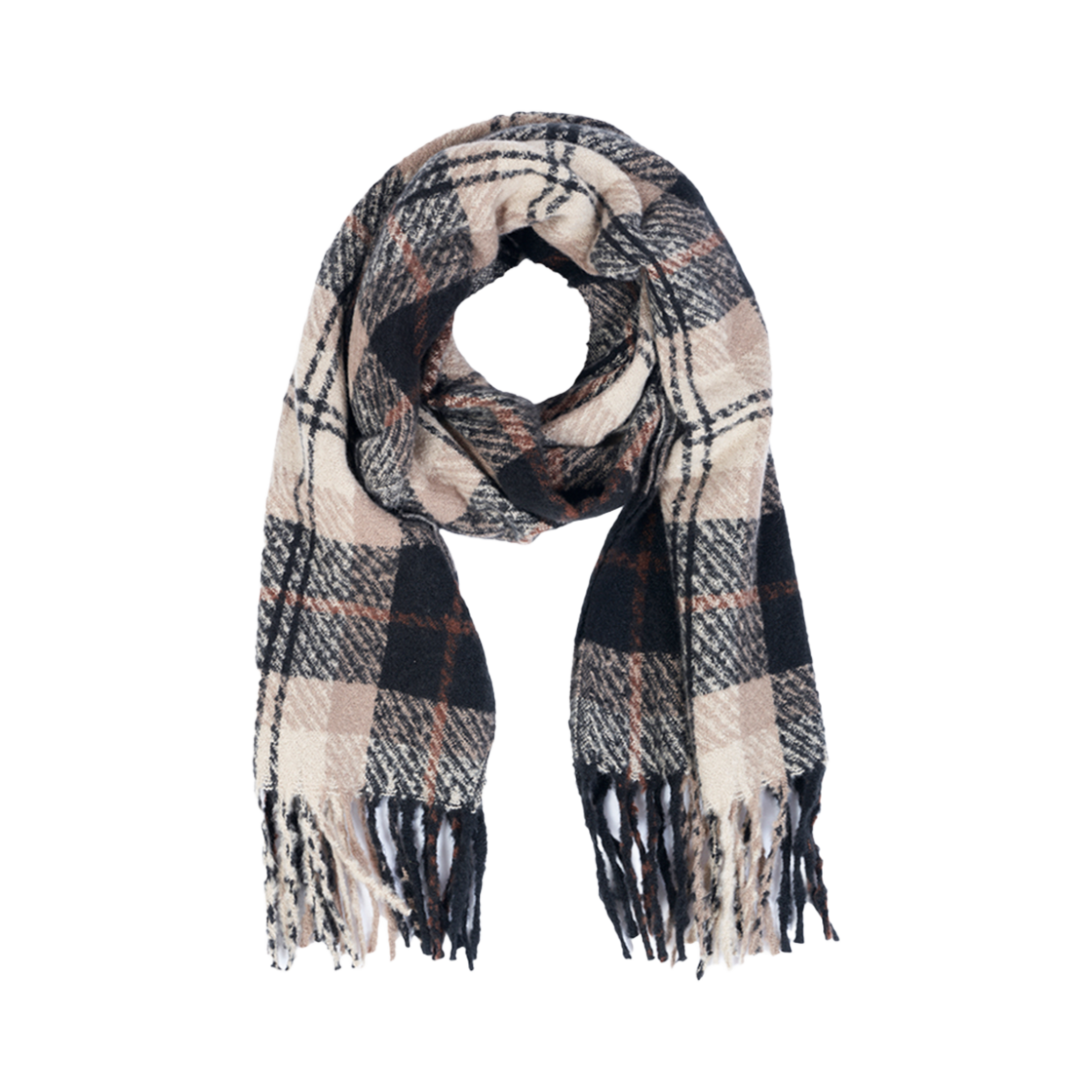 24FWTCM-BK Allincomplete Tartan Check Muffler Black