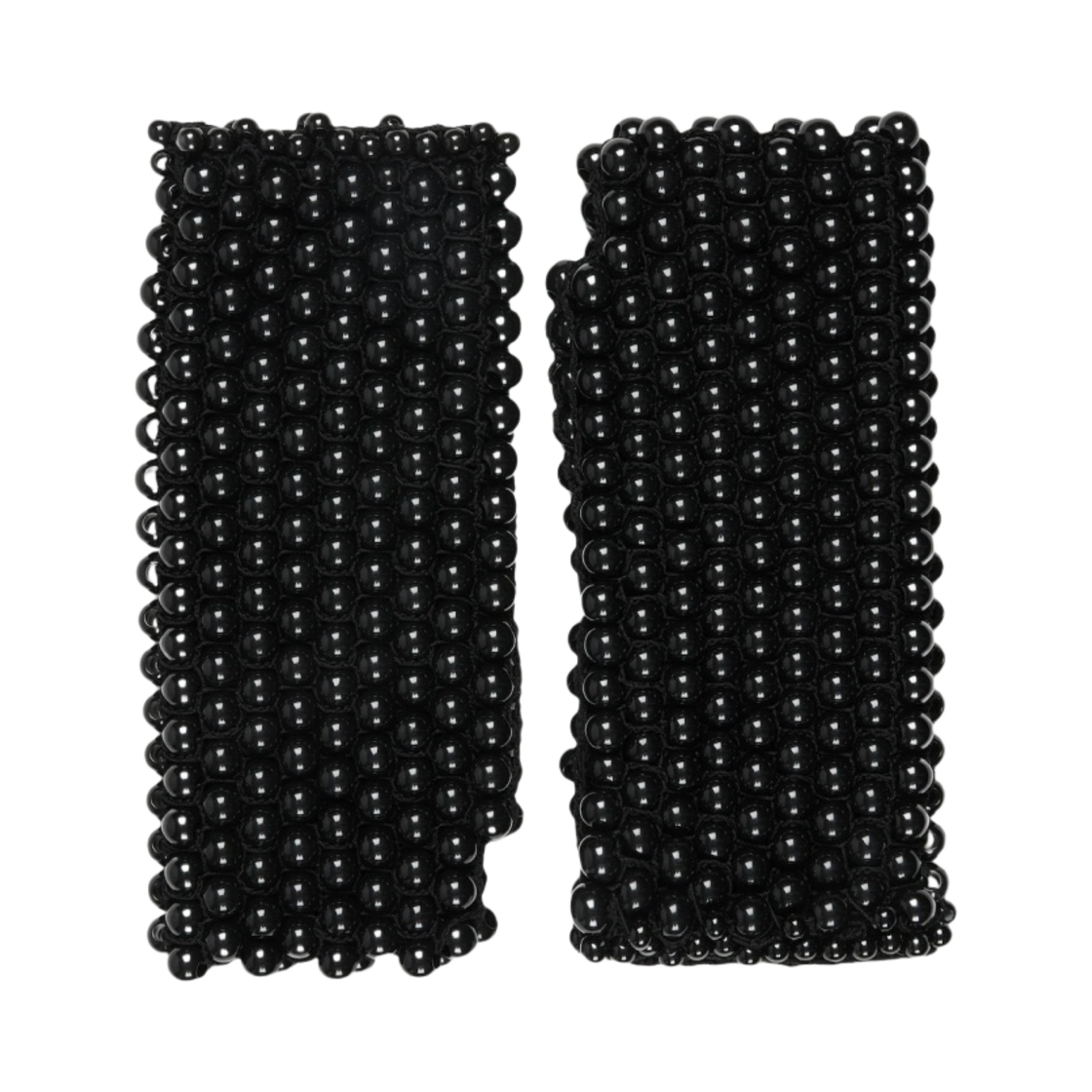 (W) 구찌 핑거리스 비디드 코튼 글러브 블랙((W) Gucci Fingerless Beaded Cotton Gloves Black) - 1