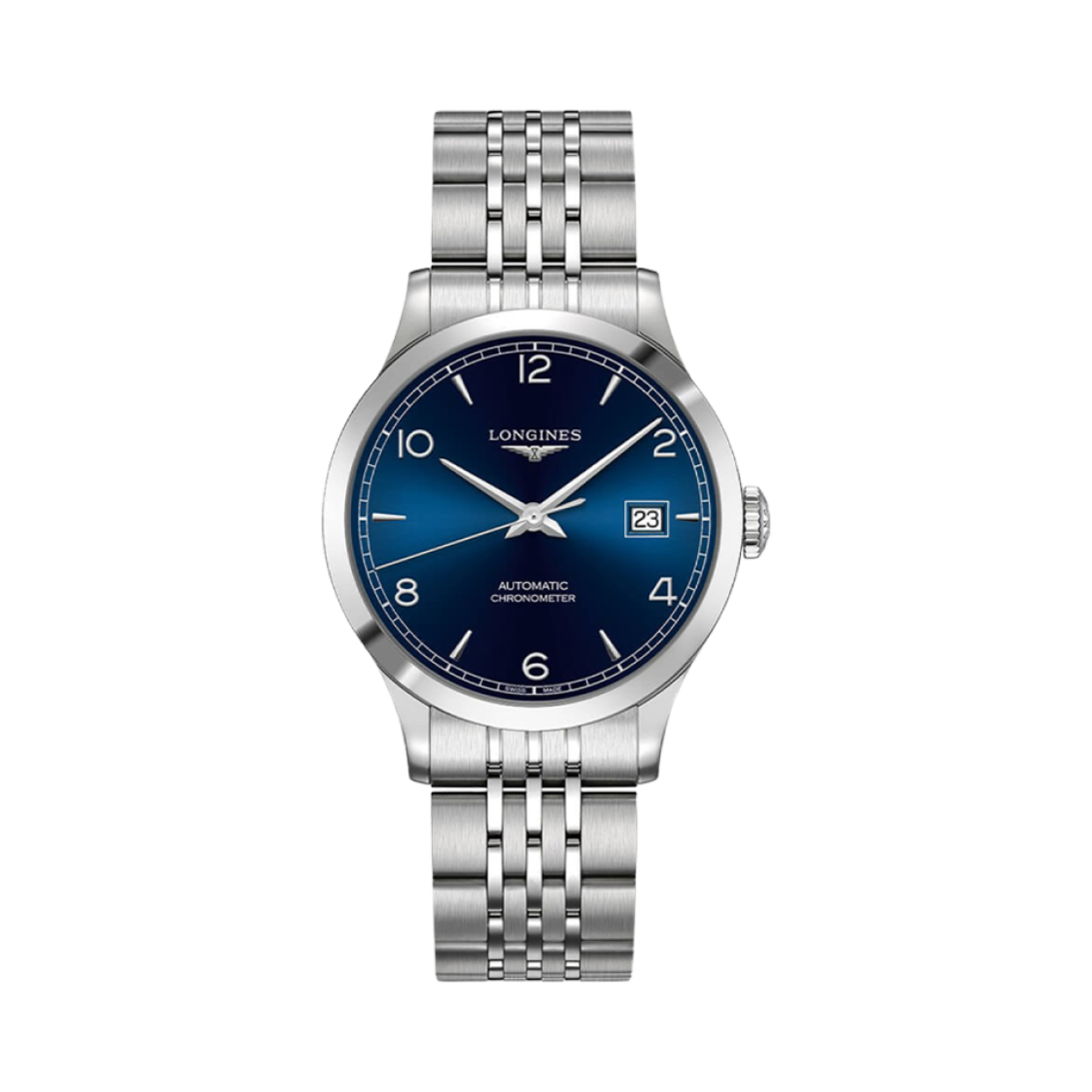 론진 레코드 오토매틱 38.5mm 스테인리스 스틸 블루(Longines Record Automatic 38.5mm Stainless Steel Blue)