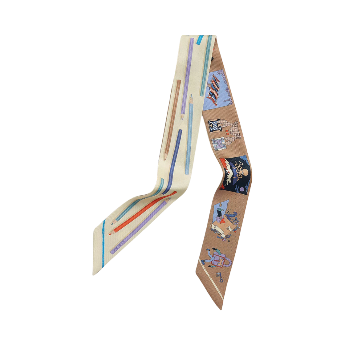 (W) 에르메스 아 보스 크레용 에 까레 리브레 트윌리 바니유 비올레 블랑 멀티꼴로르((W) Hermes A Vos Crayons et Carre Libre Twilly Vanille Violet Blanc Multicolore)