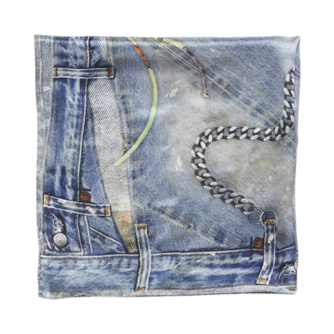 아크네 스튜디오 프린티드 실크 스카프 데님 블루