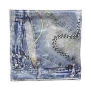 Acne Studios Printed Silk Scarf Denim Blue