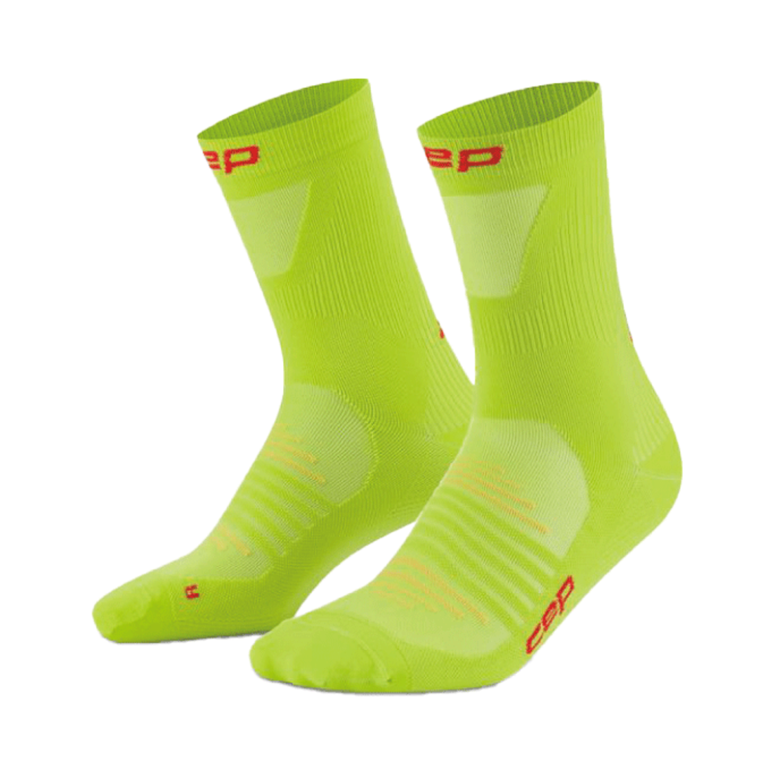 CEP 프로 울트라라이트 미드컷 런삭스 라임(CEP Pro Run Ultralight Socks Mid Cut Lime Men)