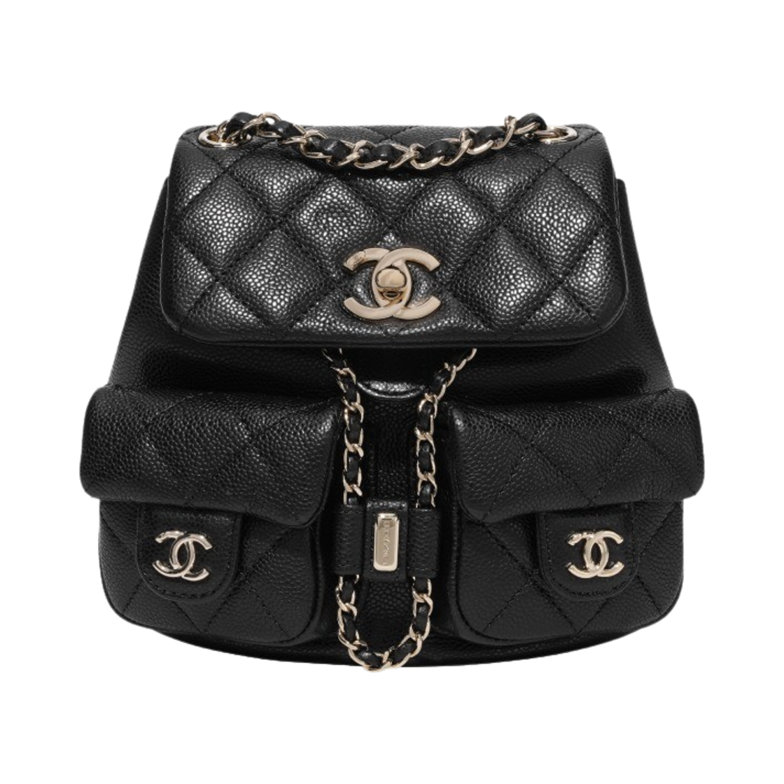 AS3787-B10184-94305/AS3787-B16985-94305 Chanel Small Backpack Grained Shiny Calfskin & Gold Black