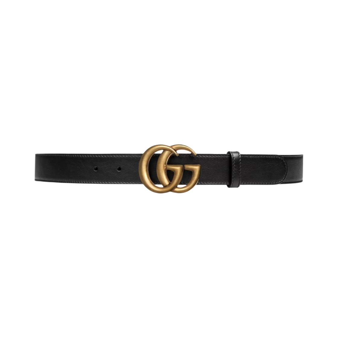 구찌 GG 마몽 더블 G 버클 레더 벨트 블랙 브래스