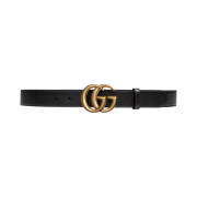 Gucci GG Marmont Leather Belt with Double G Buckle Black Brass
