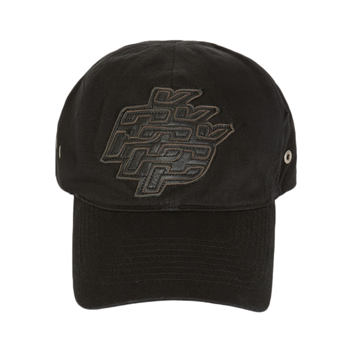 피치스 레더 아플리케 캡 블랙(Peaches Leather Applique Cap Black)