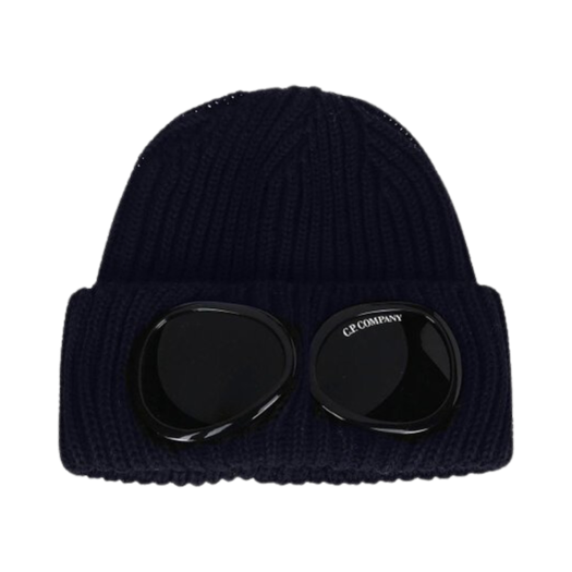 C.P. Company Extra Fine Merino Wool Goggle Beanie Blue - 24FW