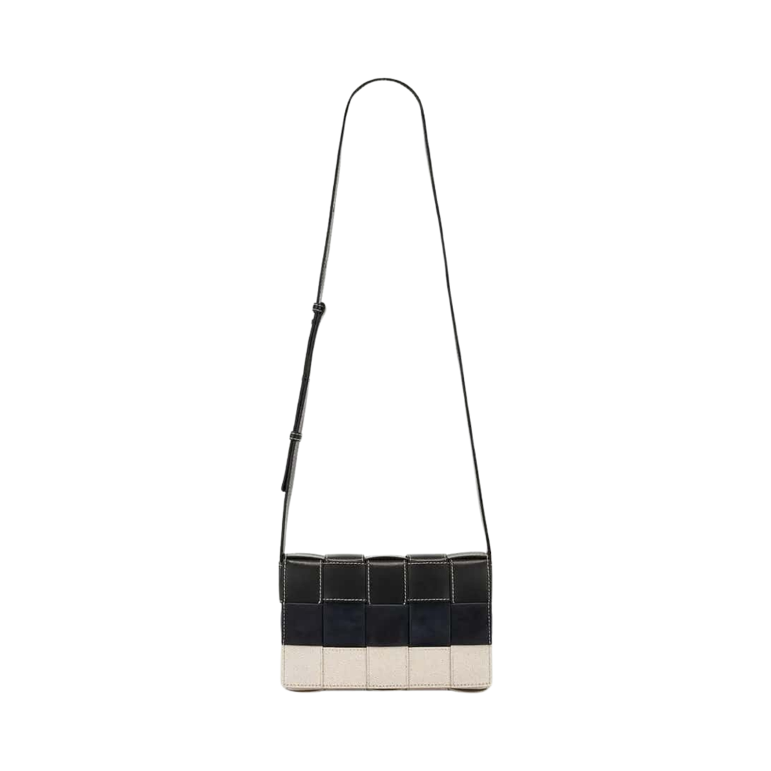 758105V56Q29227 Bottega Veneta Intrecciato Cassette Crossbody Bag Black White