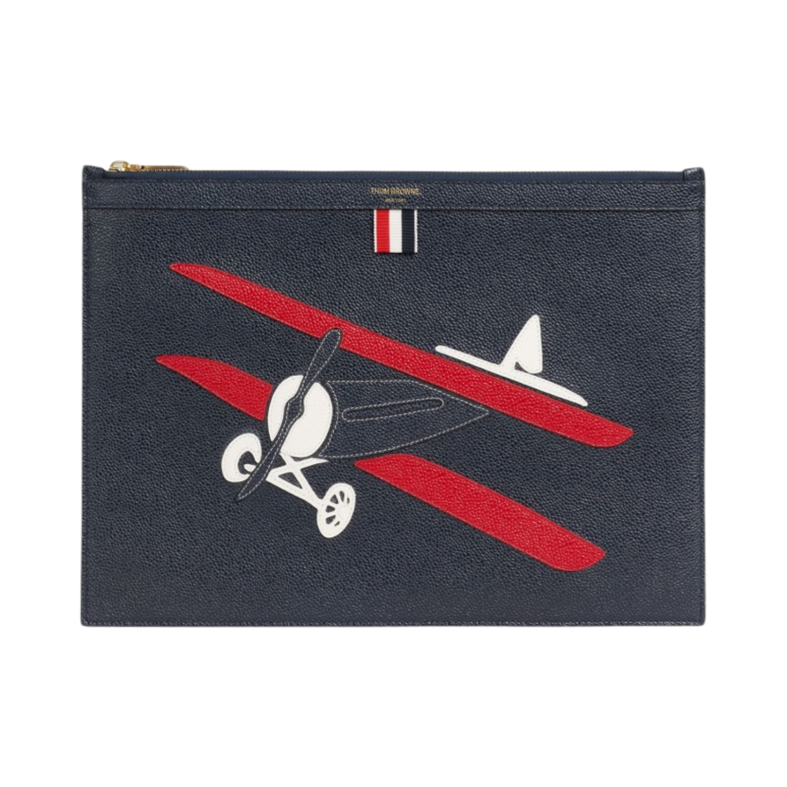 톰브라운 페플 그레인 레더 플레인 아플리케 미디움 도큐먼트 홀더 네이비(Thom Browne Pebble Grain Leather Plane Applique Medium Document Holder Navy) - 1
