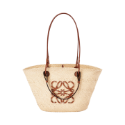 Loewe Anagram Basket Bag in Iraca Palm and Calfskin Natural Tan