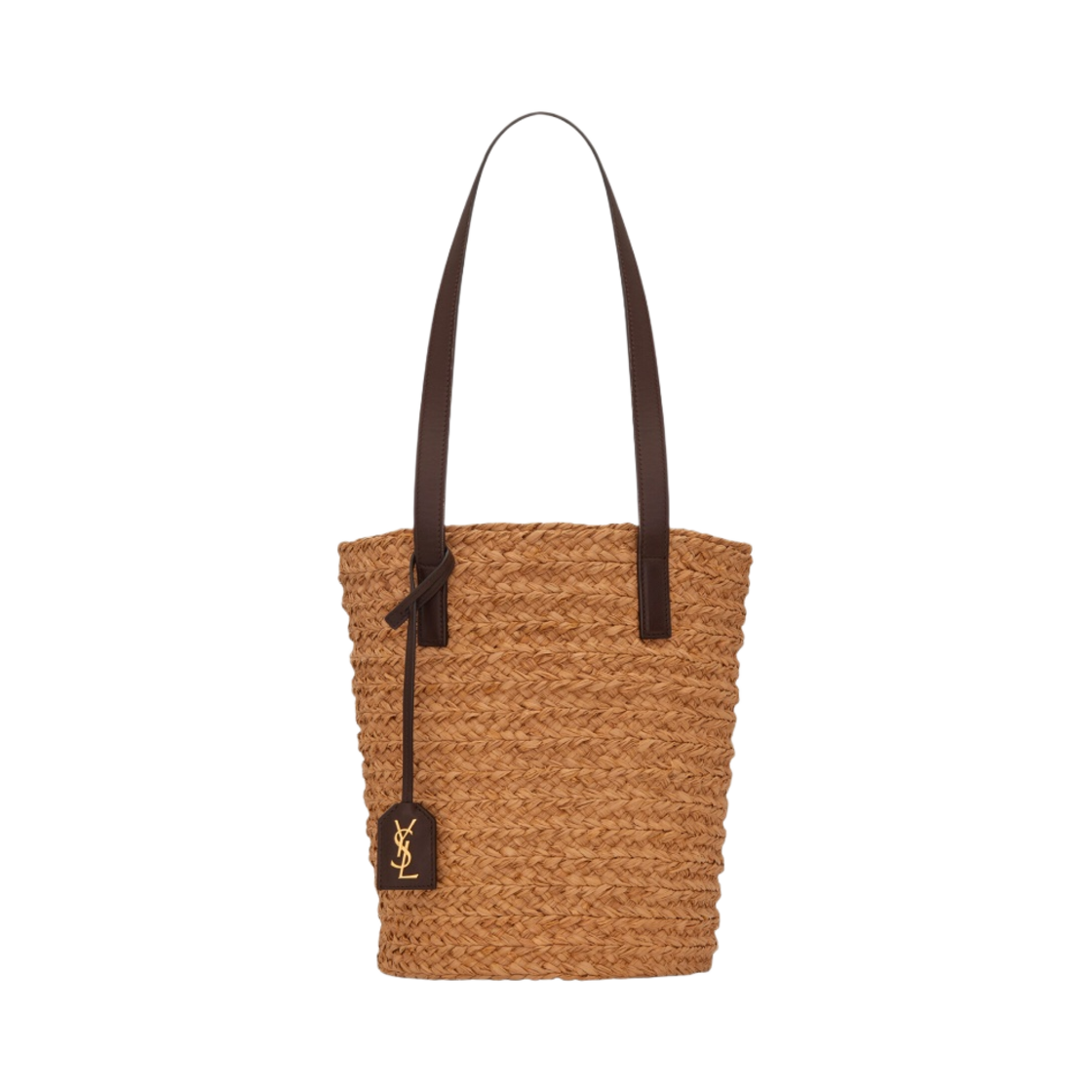 693240-GQTHJ-7062 Saint Laurent Panier Small Bag in Raffia Ivory