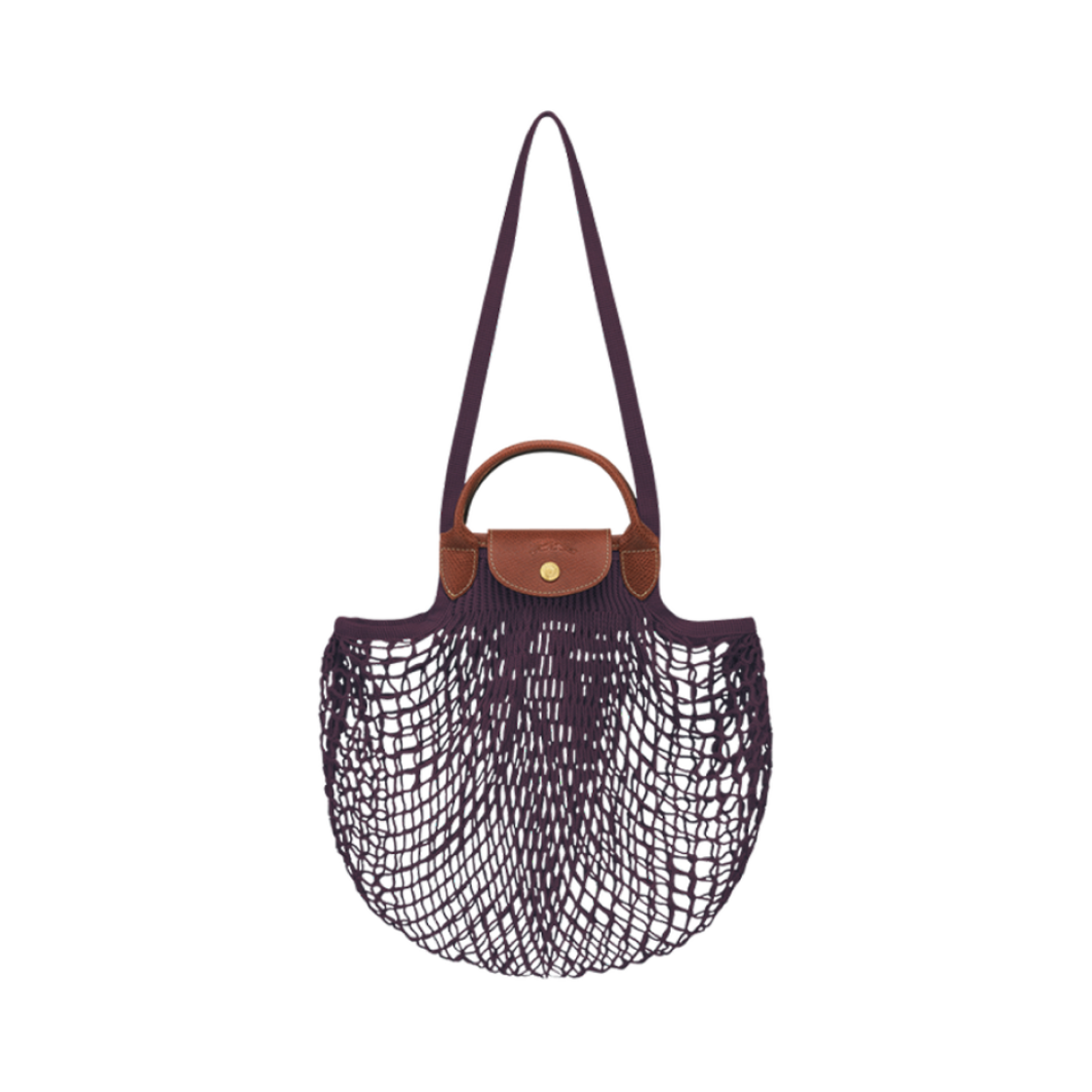 롱샴 르 플리아쥬 필렛 탑 핸들백 에그플랜트