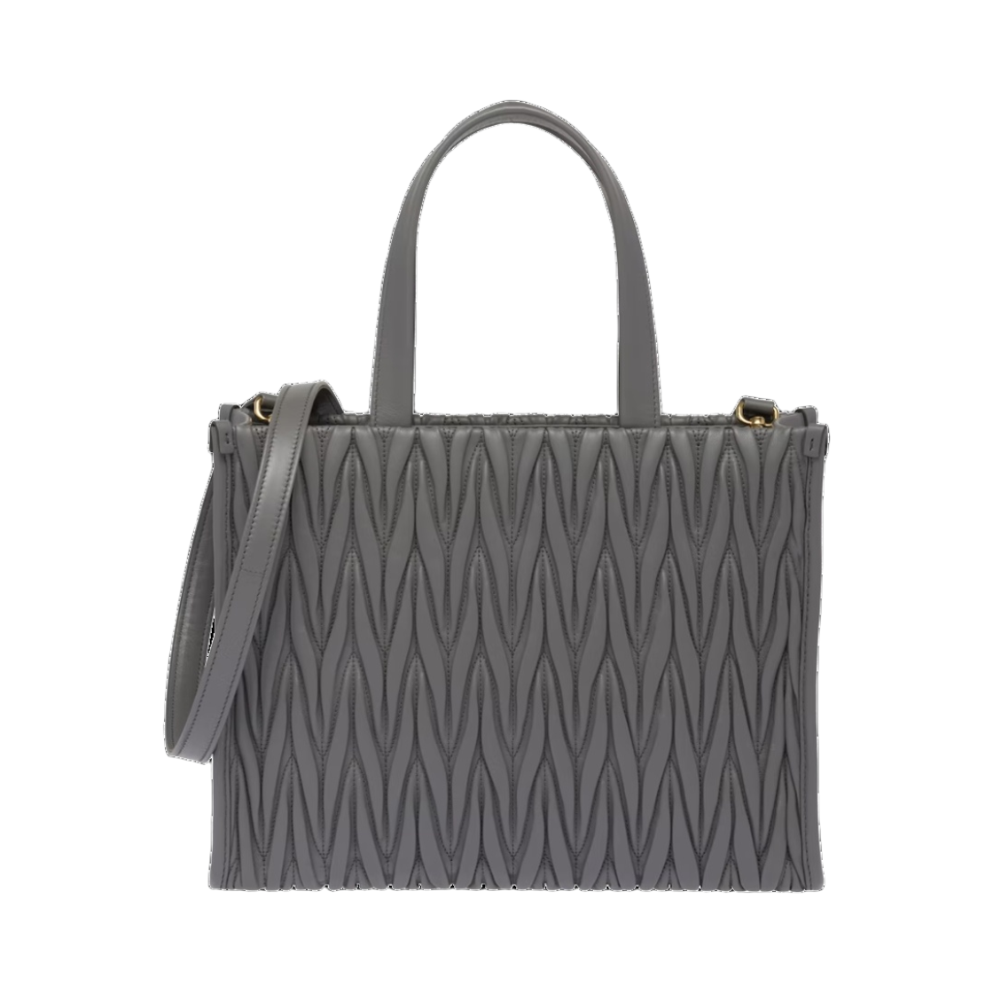 미우 미우 마틀라세 나파 레더 토트백 마블 그레이(Miu Miu Matelasse Nappa Leather Tote Bag Marble Grey) - 3