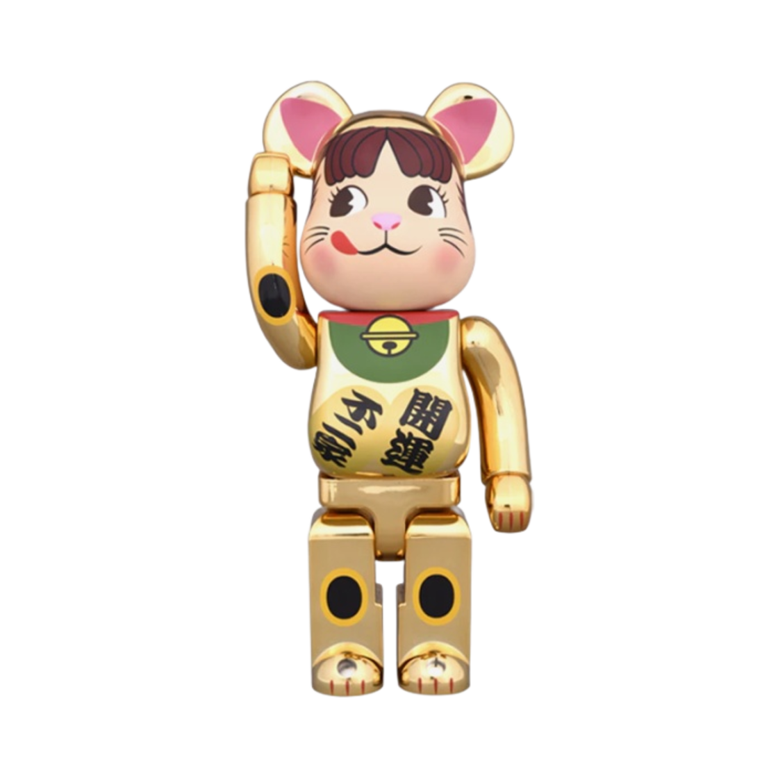 베어브릭 마네키 네코 페코짱 100% & 400% 세트 골드 그린(Bearbrick Maneki Neko Peko-Chan 100% & 400% Set Gold Green) - 3