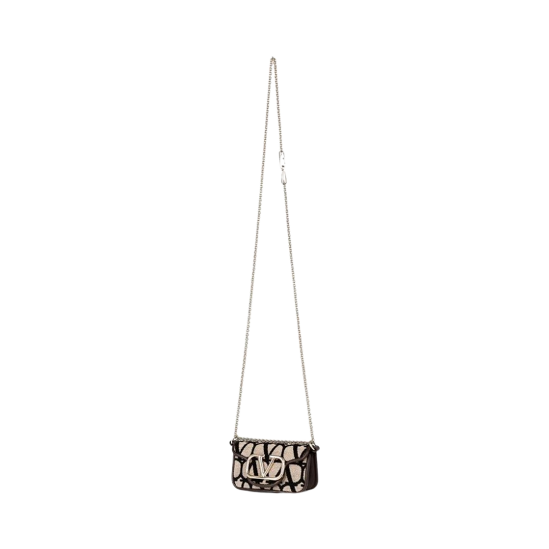 발렌티노 트왈 아이코노그래피 자수 체인 로고 마이크로백 베이지 블랙(Valentino Loco Micro Bag with Chain with Toile Iconographe Embroidery Beige Black) - 3