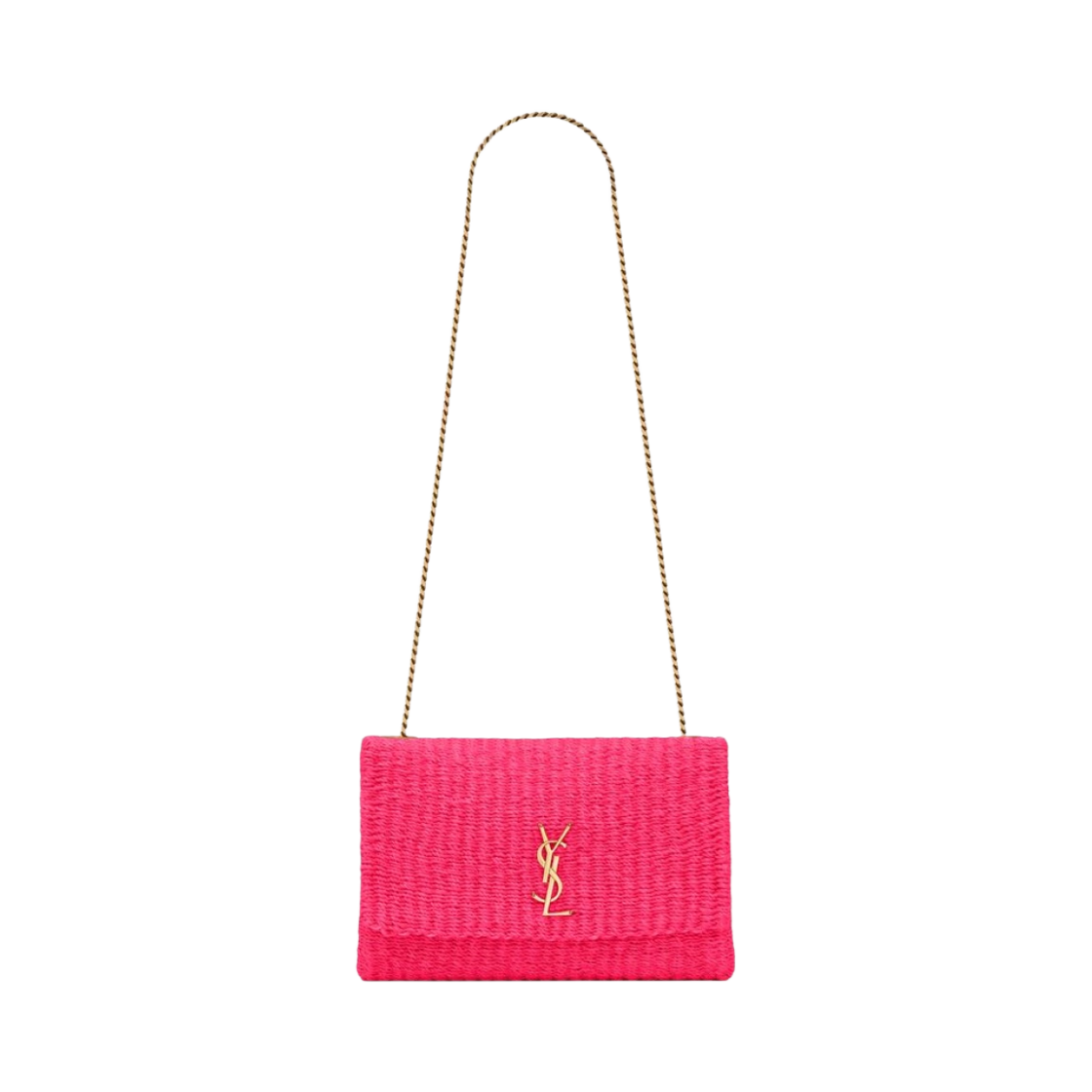 생로랑 케이트 미디움 서플 체인 백 라피아 네온 핑크(Saint Laurent Kate Medium Supple Chain Bag In Raffia Neon Pink) - 1