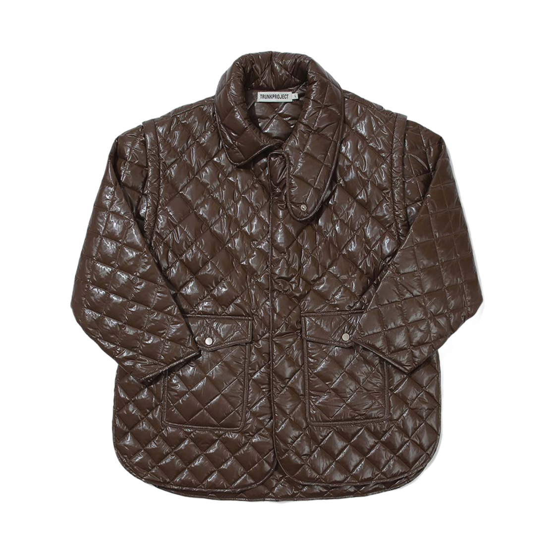 트렁크프로젝트 디태처블 슬리브 퀼티드 재킷 브라운(TRUNKPROJECT Detachable Sleeves Quilted Jacket Brown)