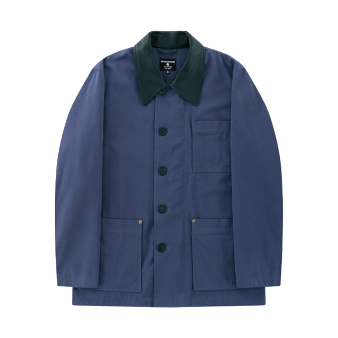 FW24JSJ051NY Hongwoosung Bio Washing Leather Collar Workwear Jacket Navy