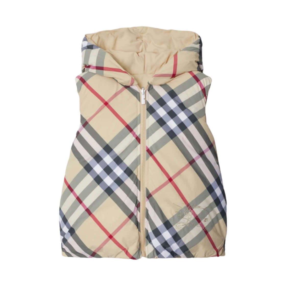 8092515 (Kids) Burberry Reversible Check Nylon Padded Gilet Pale Stone - 대표 이미지 #1