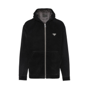 Prada Hooded Cotton Velvet Blouson Jacket Black