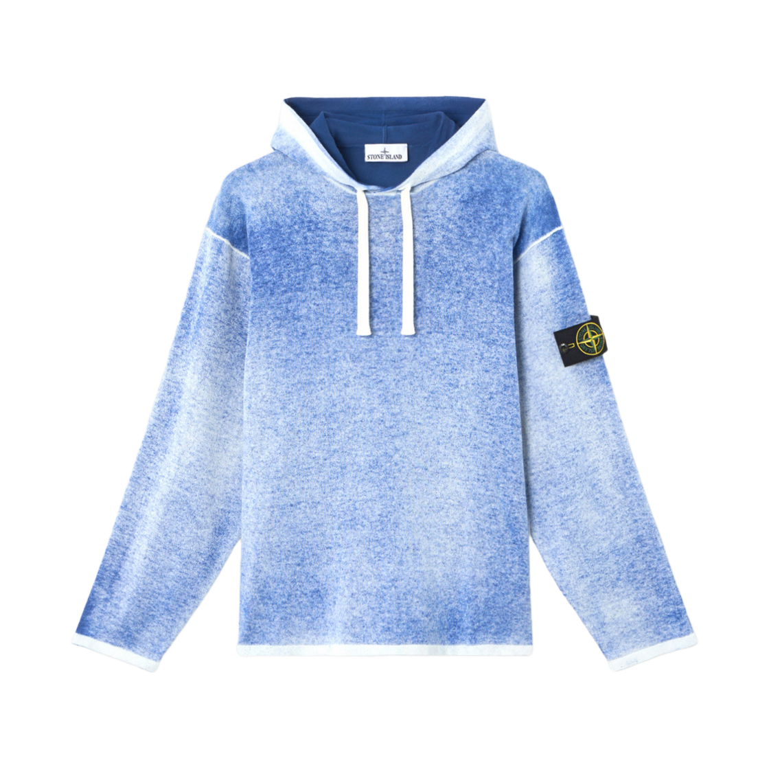 K1S1551000-29S00Z2-V0028 Stone Island 5100029 Raw Hand Light Organic Cotton Oversized Fit Hooded Jumper with Airbrushed Interior Marine Blue - 25SS