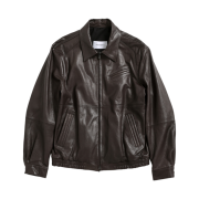 Hatchingroom Stitched Volume Leather Jacket Lamb Skin Dark Brown