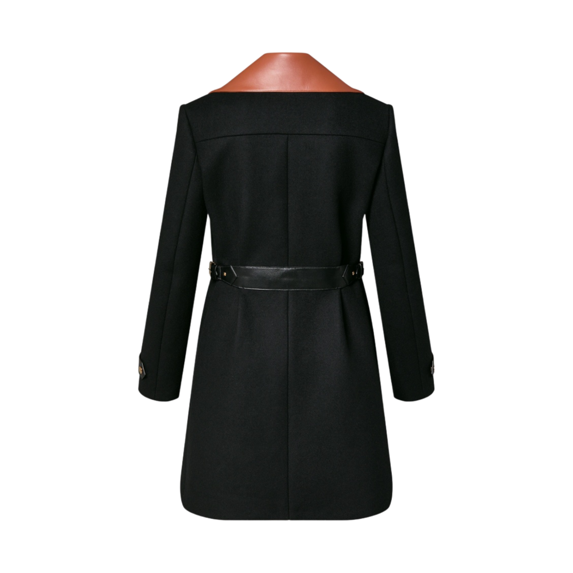 (W) 루이비통 레더 인서트 A-라인 코트 블랙((W) Louis Vuitton Leather Insert A Line Coat Black) - 3