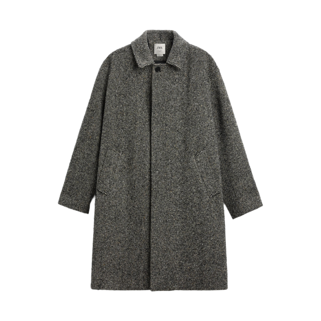 자라 텍스쳐드 버튼 업 코트 블랙 화이트(Zara Textured Button Up Coat Black White)