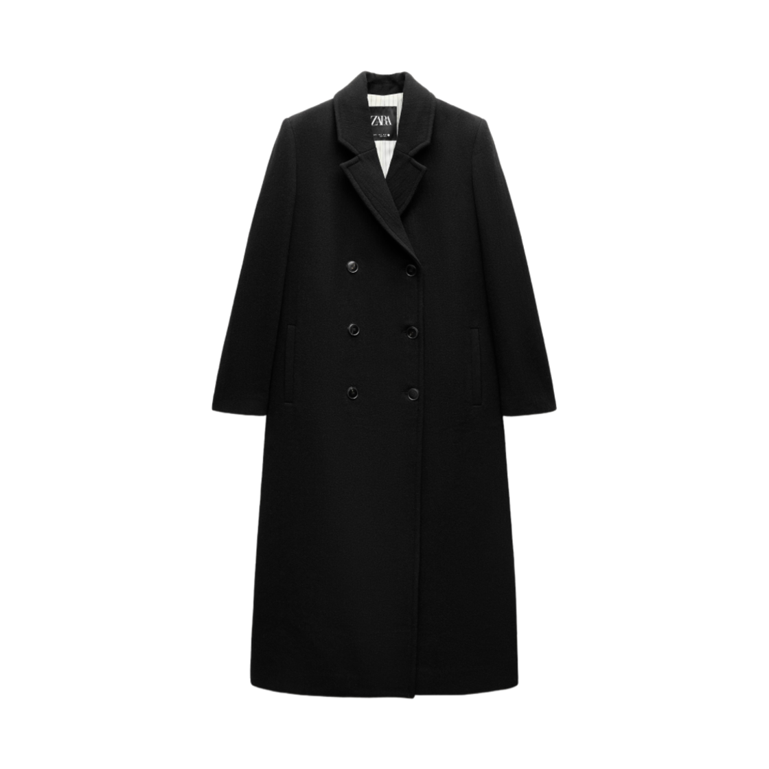 (W) 자라 ZW 컬렉션 울 블렌드 코트 블랙((W) Zara ZW Collection Wool Blend Coat Black)