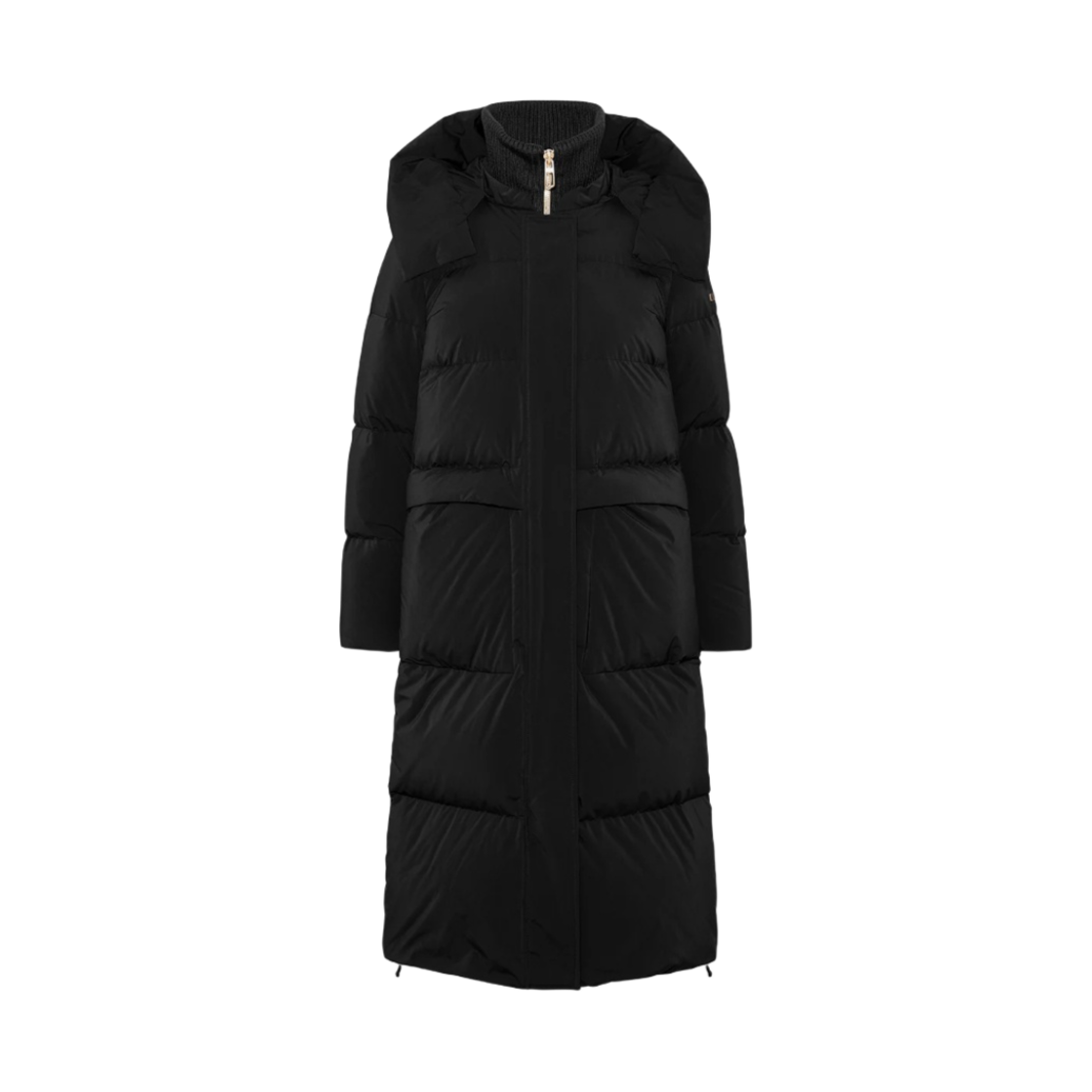 - (W) Duno Fully Long Hooded Quilted Parka in Microfiber Fabric Black