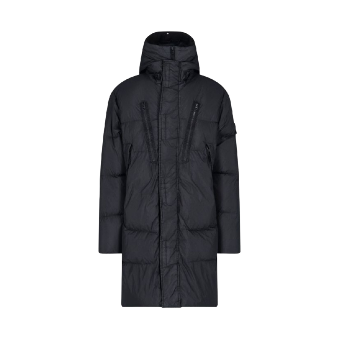 751570123-V0029 Stone Island 70123 Crinkle Reps Hooded Long Down Jacket Black - 21FW - 대표 이미지 #1