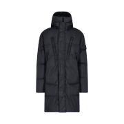 Stone Island 70123 Crinkle Reps Hooded Long Down Jacket Black - 21FW