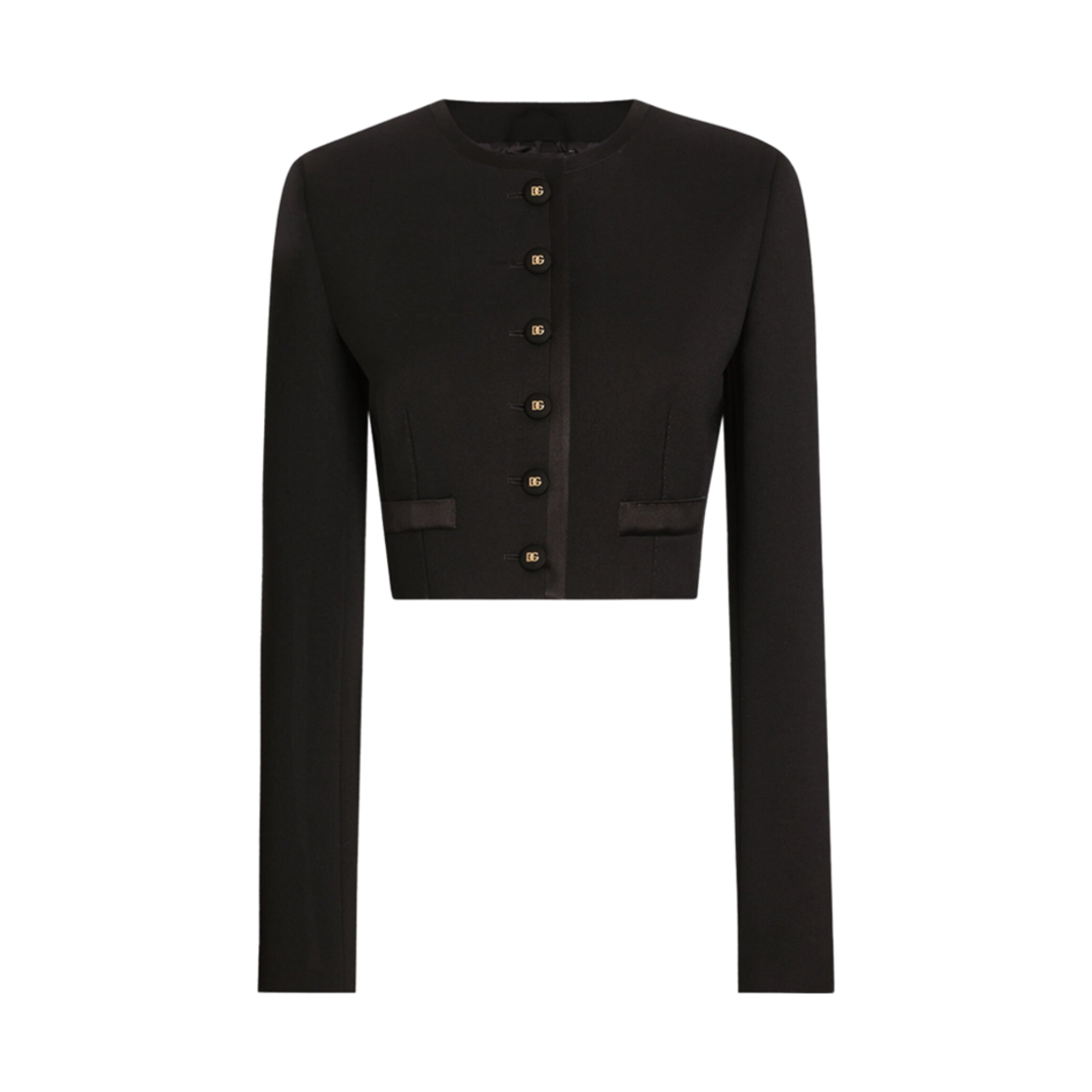 F27CPTFUBGEN0000 (W) Dolce & Gabbana Cropped Single Breasted Wool Jacket Black