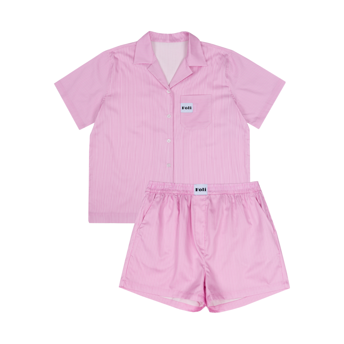 폴리 유니섹스 심플 반팔/반바지 파자마세트 핑크(Foli Unisex Simple Half PJ Set Pink)