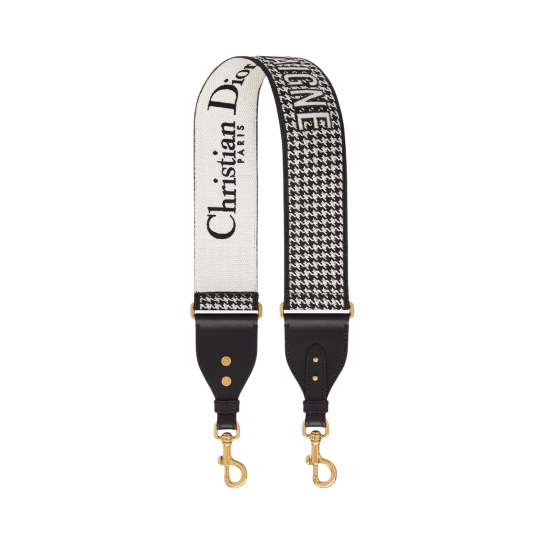 (W) 디올 숄더 스트랩 링 블랙 화이트 30 몽테뉴 하운드스투스 자수((W) Dior Shoulder Strap Ring Black White 30 Montaigne Houndstooth Embroidery) - 1