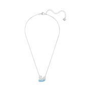 (W) Swarovski Iconic Swan Pendant Medium Blue Rhodium Plated