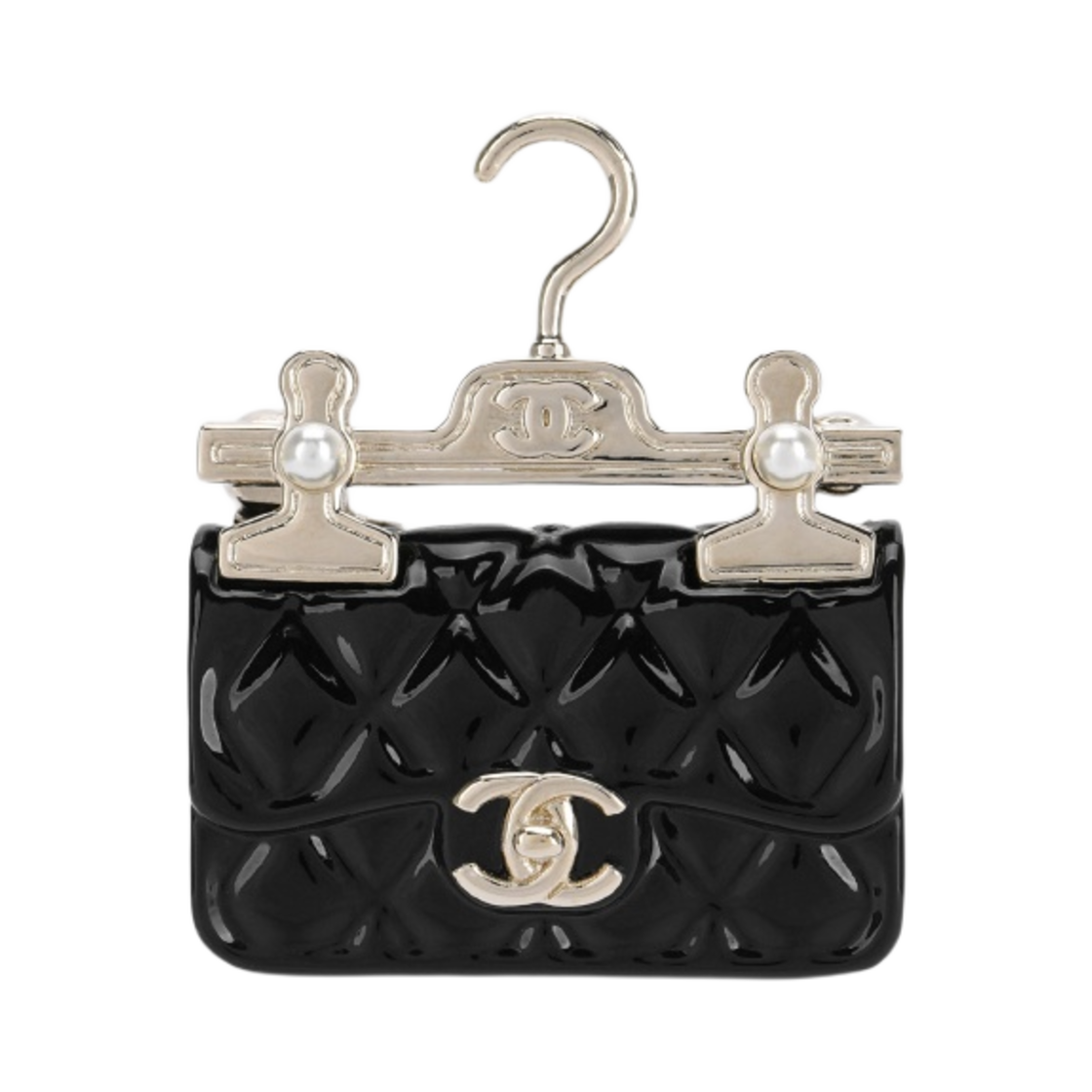 샤넬 브로치 메탈 레진 글래스 펄 & 골드 메탈 블랙 펄리 화이트(Chanel Brooch Metal Resin Glass Pearls & Gold Black Pearly White) - 1