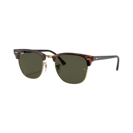 RB3016F-W0366 Ray-Ban Clubmaster Classic Polished Tortoise On Gold Frame Green Classic G-15 Lenses