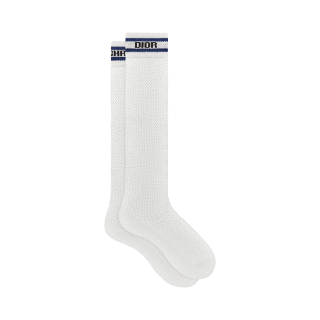 (W) 디올 스포티 하이 삭스 화이트 블랙 로얄 블루 코튼((W) Dior Sporty High Socks White Black Royal Blue Cotton) - 1