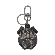 Dior Bobby Key Ring for Airtag Micro Dior Oblique Jacquard Beige Black
