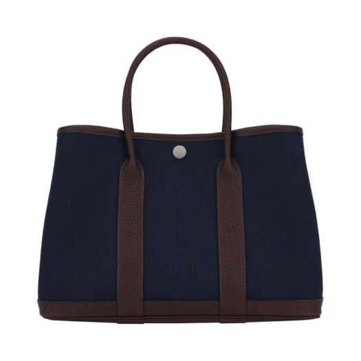 Hermes Garden Party 30 Bag Canvas Negonda & Palladium Bleu Marine Rouge Sellier
